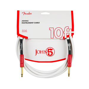 Fender John 5 10FT Instrument Cable, White and Red