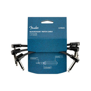 Fender Blockchain 4inch Patch Cable Kit, Right Angle to Right Angle, 3-Pack
