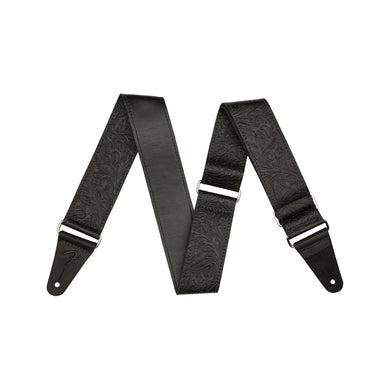 Fender 2inch Tooled Leather Guitar Strap, Black