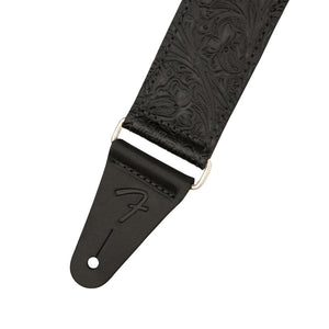 Fender 2inch Tooled Leather Guitar Strap, Black