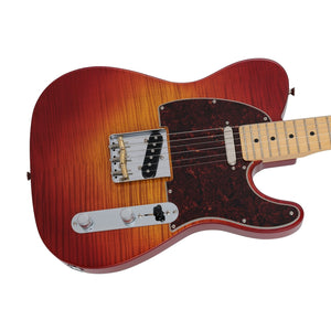 [PREORDER] Fender Japan Hybrid II Telecaster Electric Guitar, Maple FB, Flame Sunset Orange Transparent