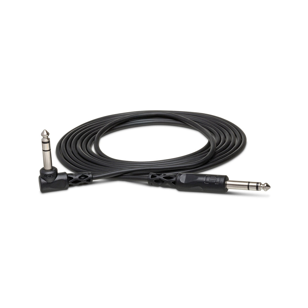 Hosa Balanced Interconnect, 1/4 inch TRS to Right-angle 1/4 inch TRS - 3 FT
