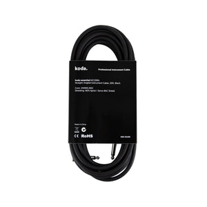 koda essential KIC20RA Straight-Angled Instrument Cable, 20ft, Black