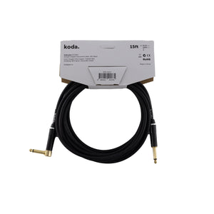 koda plus KIC15RA Straight-Angled Instrument Cable, 15ft, Black