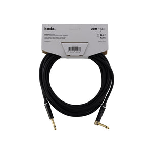 koda plus KIC20RA Straight-Angled Instrument Cable, 20ft, Black