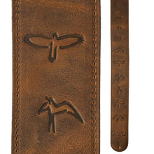 PRS 2.5 Inch Leather Birds Guitar Strap, Distressed Brown