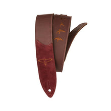 PRS Premium Leather Embroidered Birds Guitar Strap, Burgundy