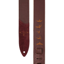PRS Premium Leather Embroidered Birds Guitar Strap, Burgundy