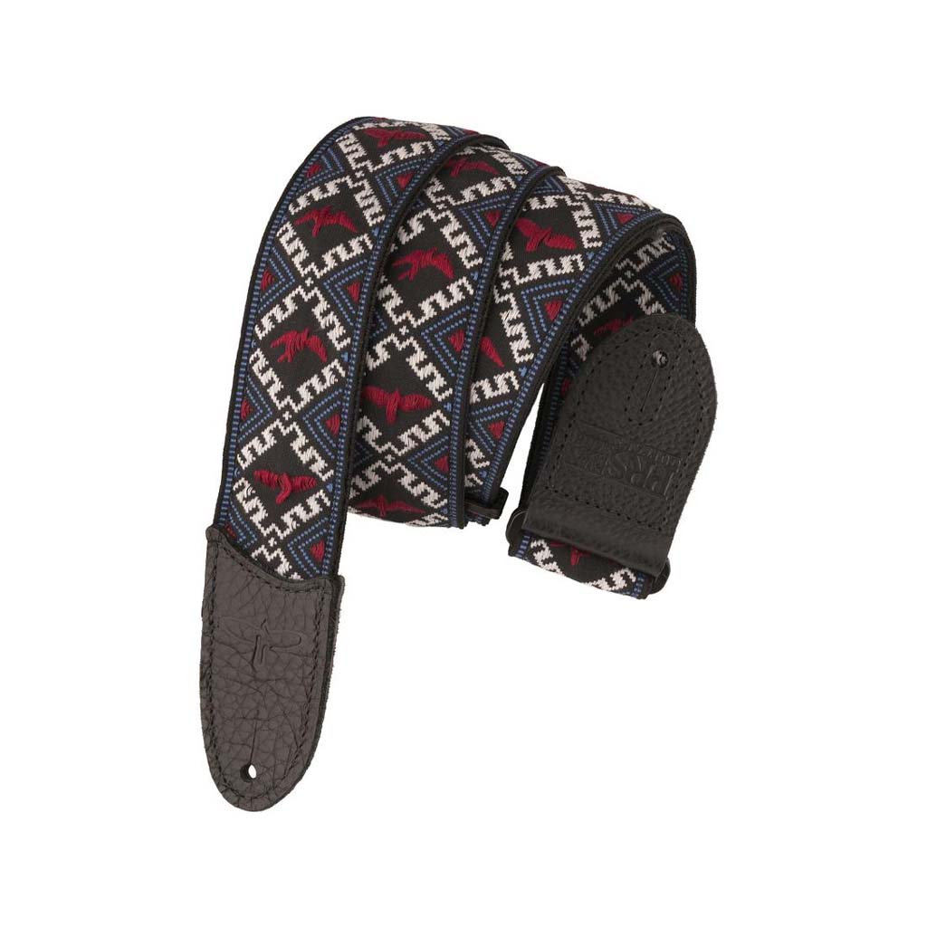 PRS Jacquard Hootenanny Style Guitar Strap, Red, White & Blue Birds