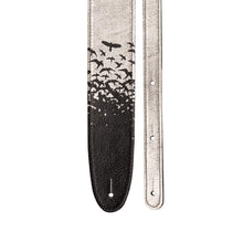PRS Premium Leather Silver Shimmer Guitar Strap, Birds In Flight