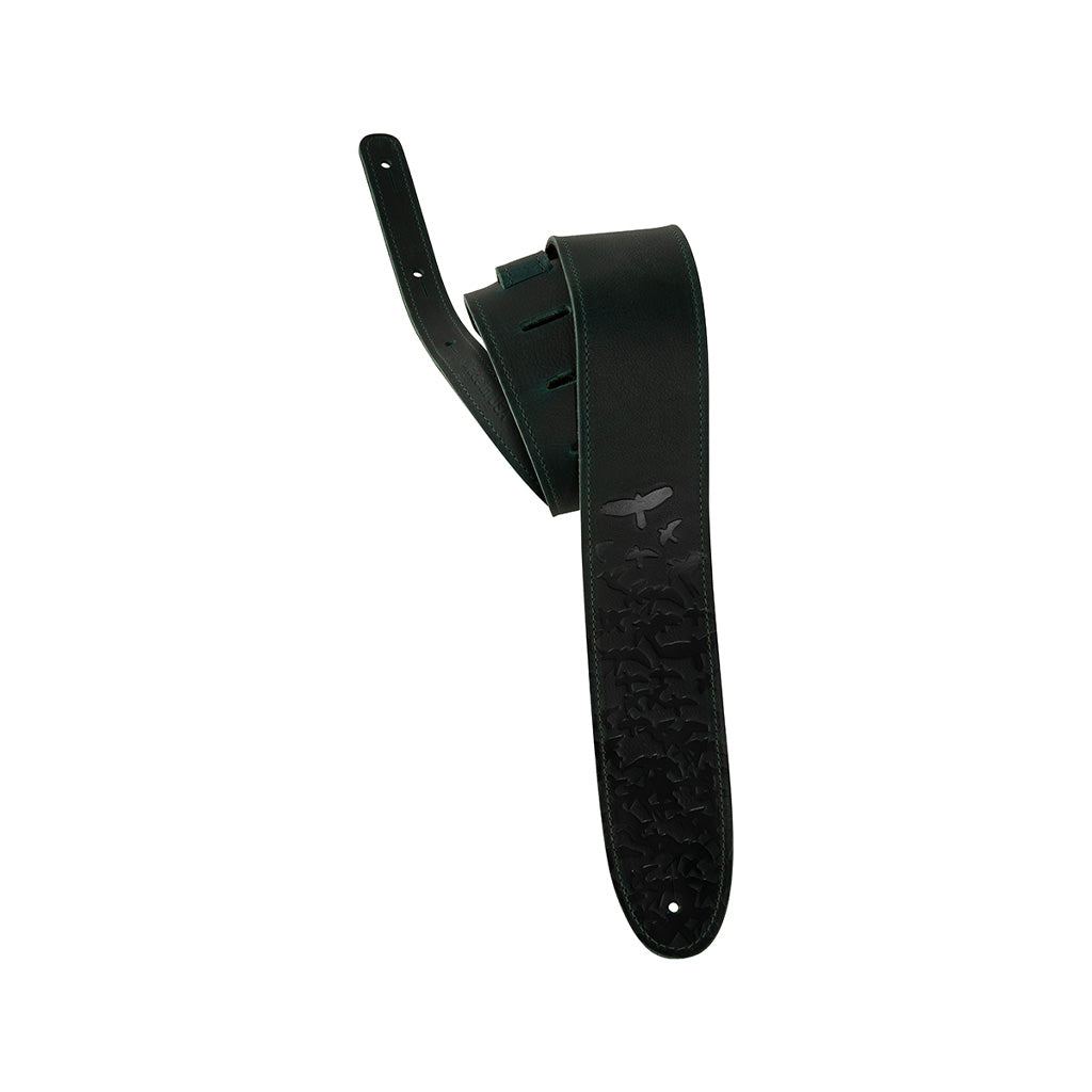 PRS 2.5inch Leather Bird Swarm Guitar Strap, Dark Green