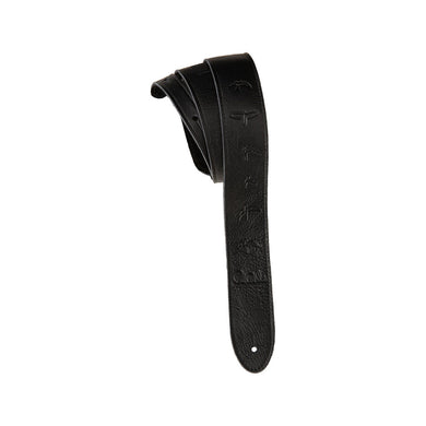 PRS 2 Inch Embossed Birds Leather Guitar Strap, Black
