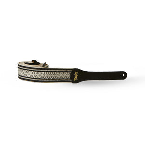 Taylor Jacquard Cotton 2Inch Guitar Strap, White/Black