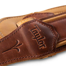 Taylor Spring Vine 2.5Inch Leather Guitar Strap, Medium Brown/Butterscotch Trim