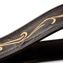 Taylor Spring Vine Embroidered Leather Guitar Strap, Chocolate Brown