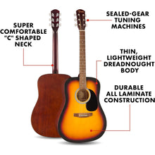 Fender FA-25 Dreadnought Acoustic Guitar, 3-Color Sunburst
