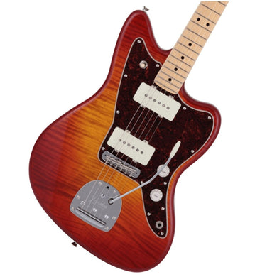 [PREORDER] Fender Japan Hybrid II Jazzmaster Electric Guitar, Maple FB, Flame Sunset Orange Transparent