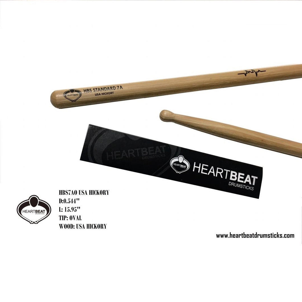 Heartbeat HBS 7A RED HICKORY OVAL Drumsticks