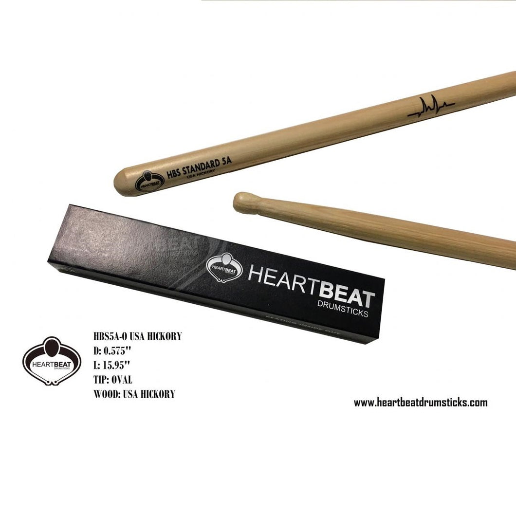 Heartbeat HBS 5A HICKORY OVAL Drumsticks