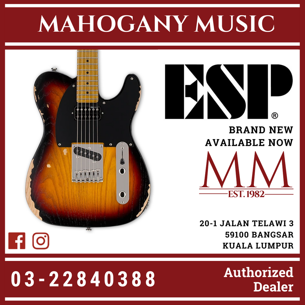 ESP LTD TE-254 D3TB Distressed 3-Tone Burst Electric Guitar