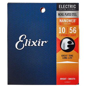 Elixir 12057 Nanoweb Light 7-String Electric Guitar Strings 010-056