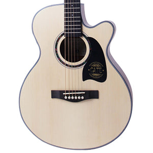 Cate 40" QM704C Cutaway Natural Finish Acoustic Guitar