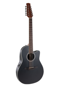 Ovation Applause AB2412-5S E-Acoustic Guitar AB2412II Mid Cutaway 12-string Black Satin