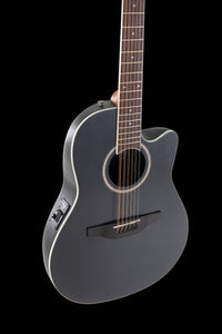 Ovation Applause AB2412-5S E-Acoustic Guitar AB2412II Mid Cutaway 12-string Black Satin