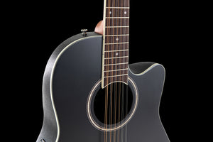 Ovation Applause AB2412-5S E-Acoustic Guitar AB2412II Mid Cutaway 12-string Black Satin