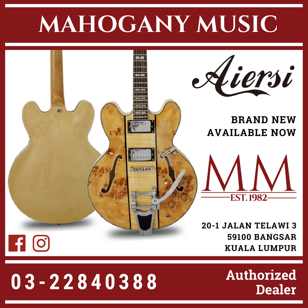 Aiersi Semi Hollow Electric Jazz Guitar AJ336 Mahogany Music