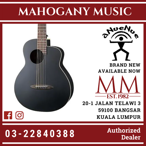 Anuenue ML16EF LumiBlack Bird Glow Inlays Acoustic Guitar