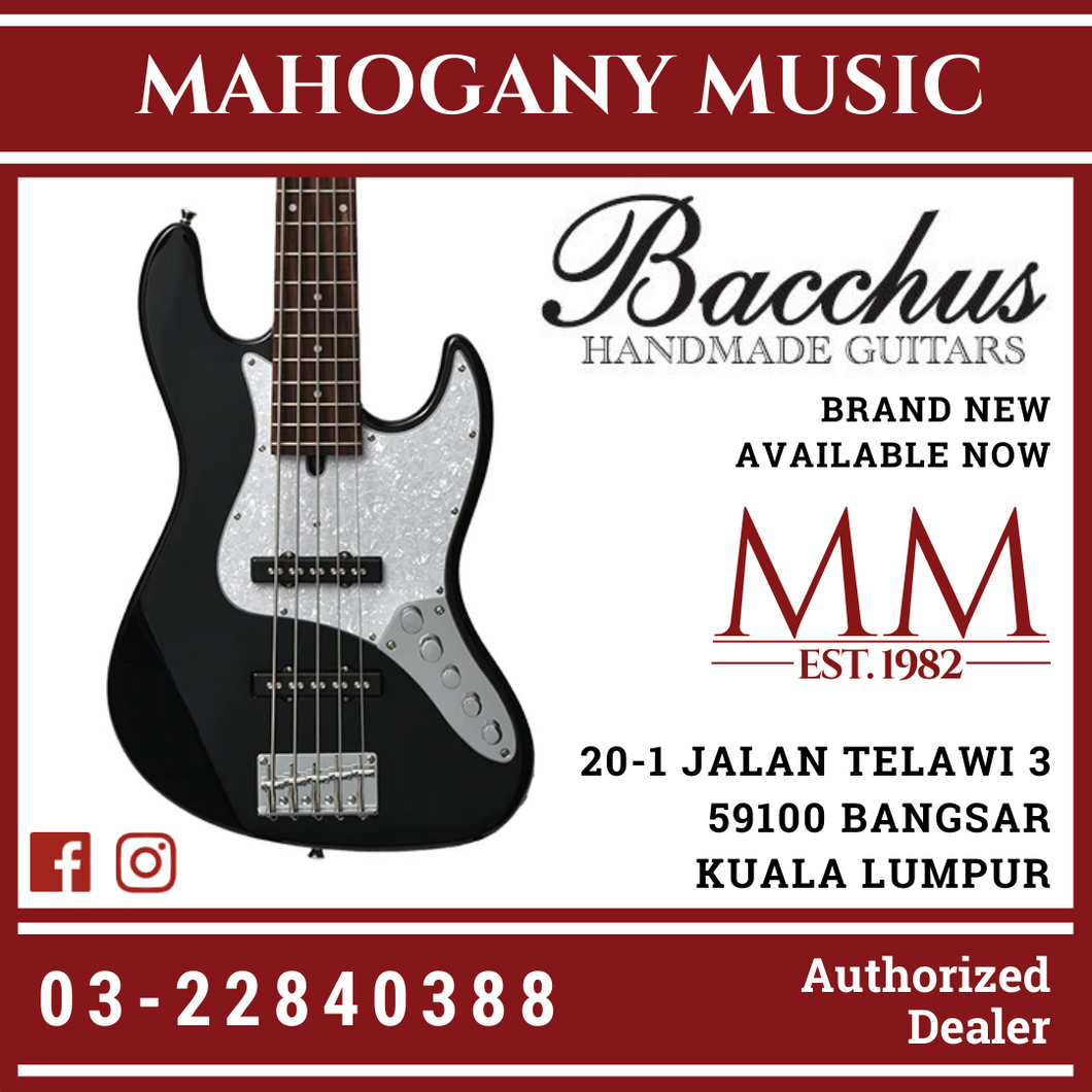 Bacchus WJB5-580/R-Act-BLK5-String Black Active Bass