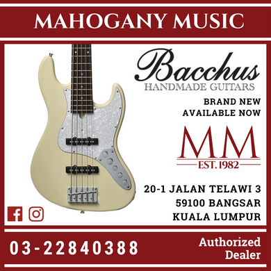 Bacchus WJB5-580/R-Act-OWH 5-String Active Olympic White Bass