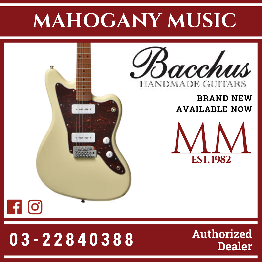 Bacchus BJM-1RSM/M-OWH Universe Series Roasted Maple Electric Guitar, Olympic White