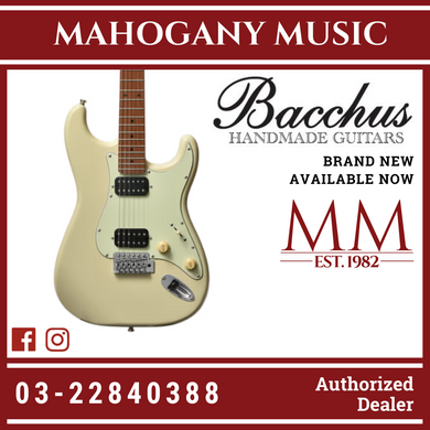 Bacchus BST-3-RSM/M-OWH Universe Series Roasted Maple Electric Guitar, Olympic White