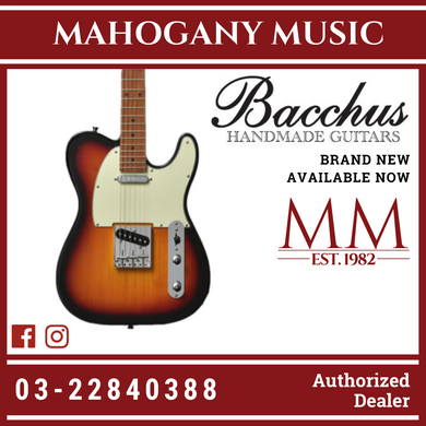 Bacchus BTE-1-RSM/M-3TS Universe Series Roasted Maple Electric Guitar, 3 Tone Sunburst