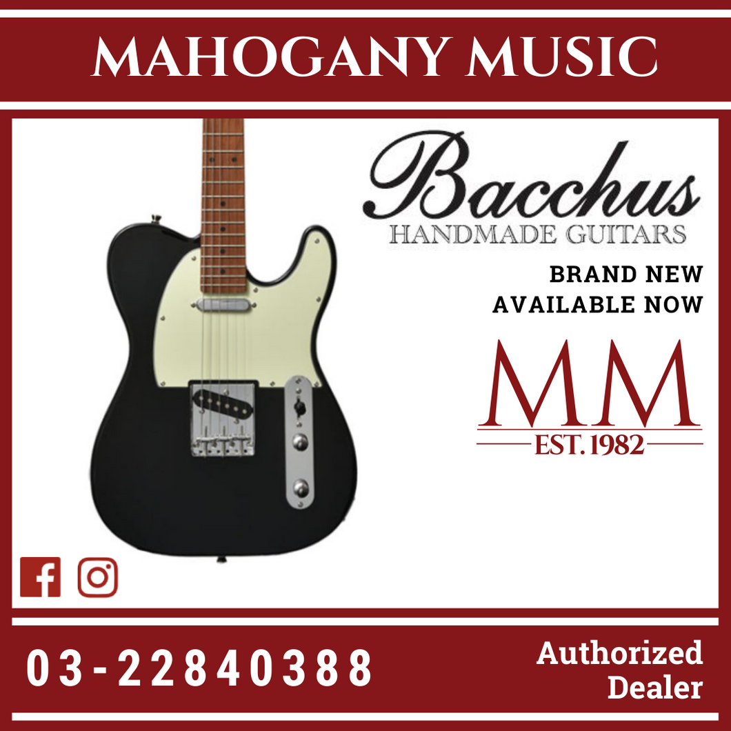 Bacchus BTE-1-RSM/M-BLK Universe Series Roasted Maple Electric Guitar, Black