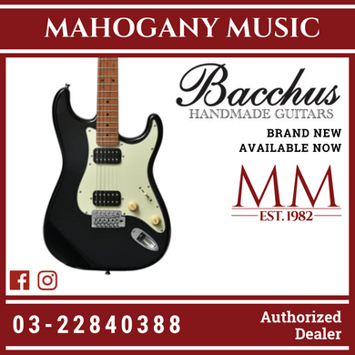 Bacchus BTE-2-RSM/M-BLK Universe Series Roasted Maple Electric Guitar, Black
