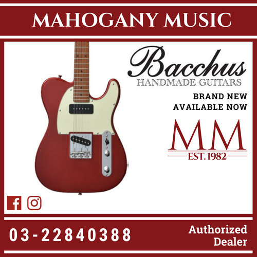 Bacchus BTE-2-RSM/M-CAR Universe Series Roasted Maple Electric Guitar, Candy Apple Red