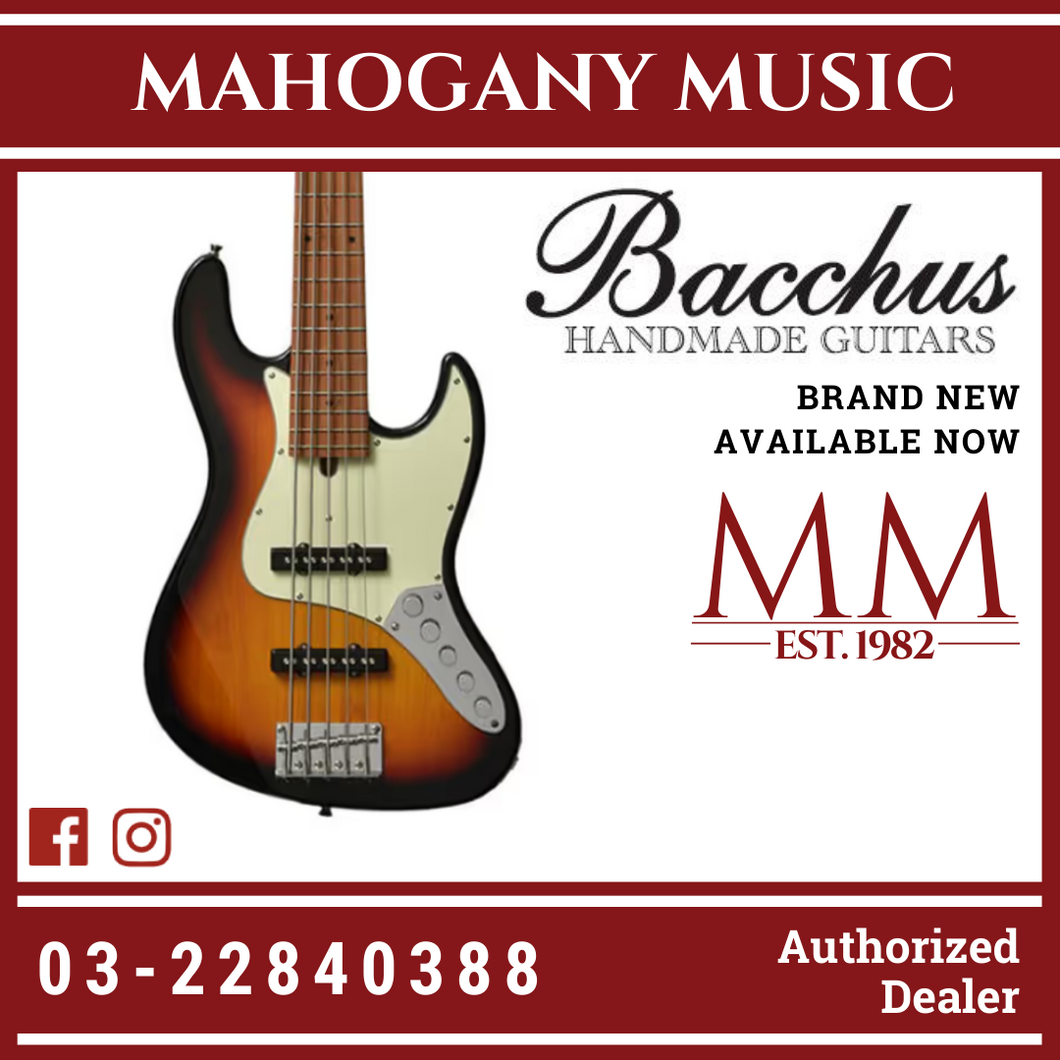 Bacchus WJB5-630-RSM/M-Act 3TS 5 String Base Universe Series Bacchus, 3 Tone Sunburst