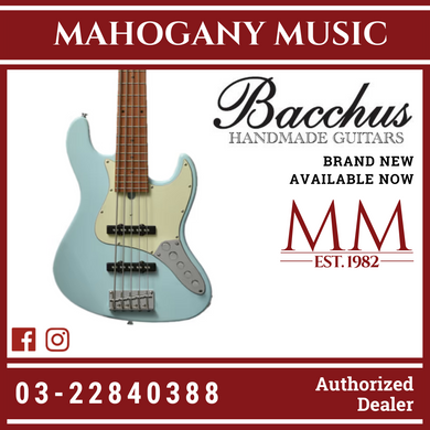 Bacchus WJB5-630-RSM/M-PTL-SOB Universe Series Roasted Maple 5-String Electric Bass, Pastel Sonic Blue
