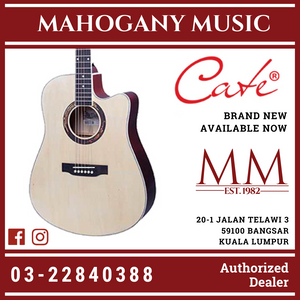 Cate 40" QM612C Cutaway Natural Acoustic Guitar