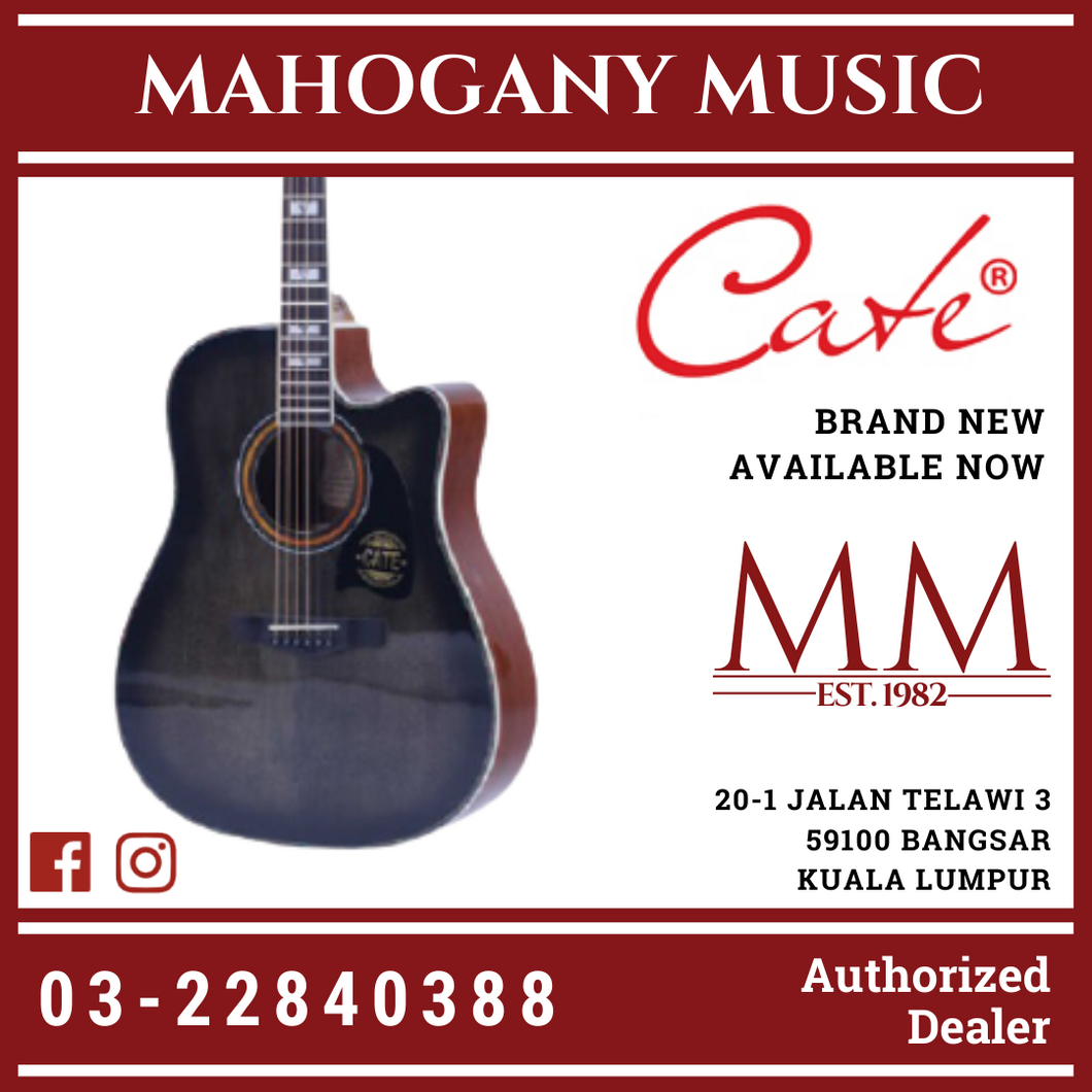 Cate QM-717 Black Green Finish Acoustic Guitar