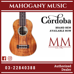 Cordoba 25S Acacia Soprano Ukulele - Acacia Top, Figured Acacia Back & Sides (FREE Gator Bag)