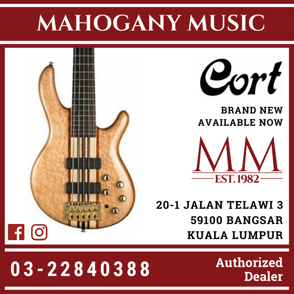 Cort A5 Custom 20th Anniversary 5 String Natural Bass Guitar – Mahogany ...