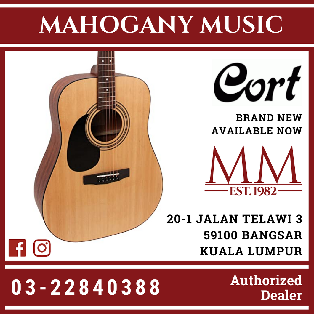 Cort AD-810 Left Handed Open Pore Natural Acoustic Guitar W/Bag