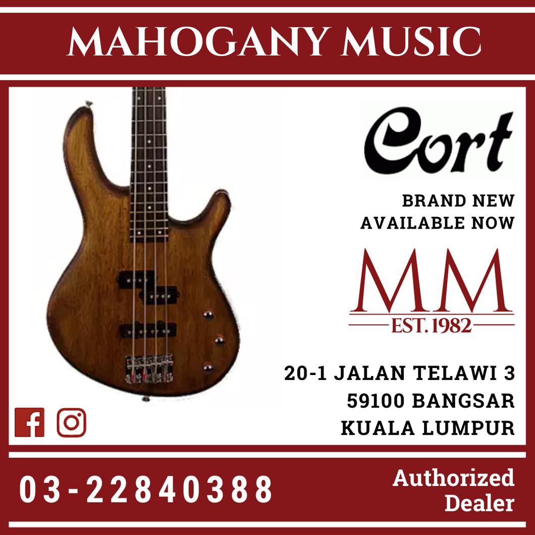 Cort Action-PJ Open Pore Walnut Electric Bass W/Bag