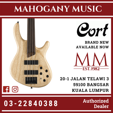 Cort B-4FL Open Pore Natural Fretless Bass