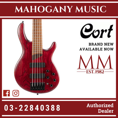 Cort B-5 Open Pore Burgundy Red Element Electric Bass W/Bag