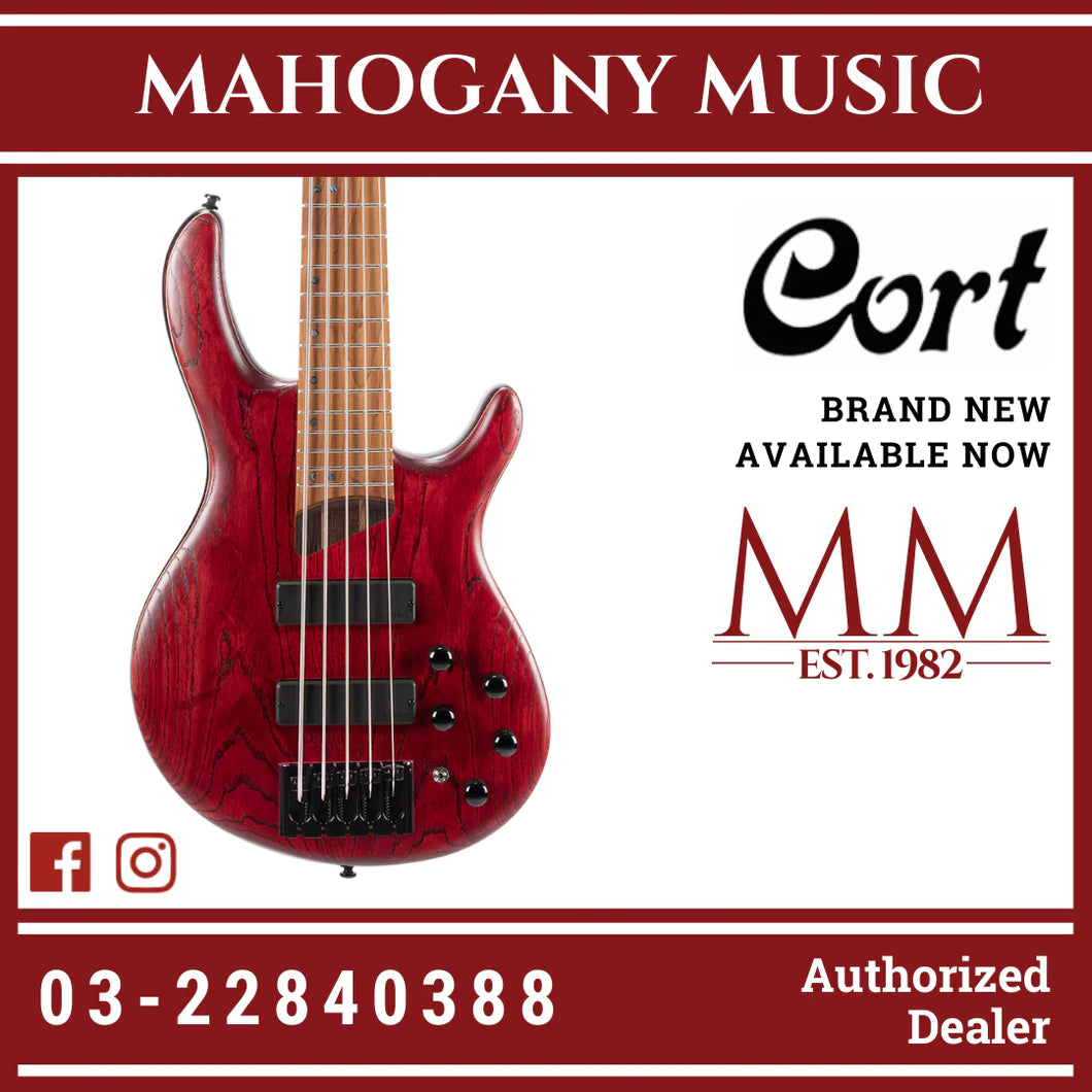 Cort B-5 Open Pore Burgundy Red Element Electric Bass W/Bag